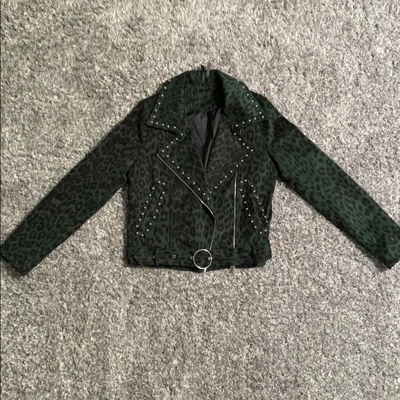 Nasty Gal Leopard Moto Jacket with Studs - Picture 5 of 16